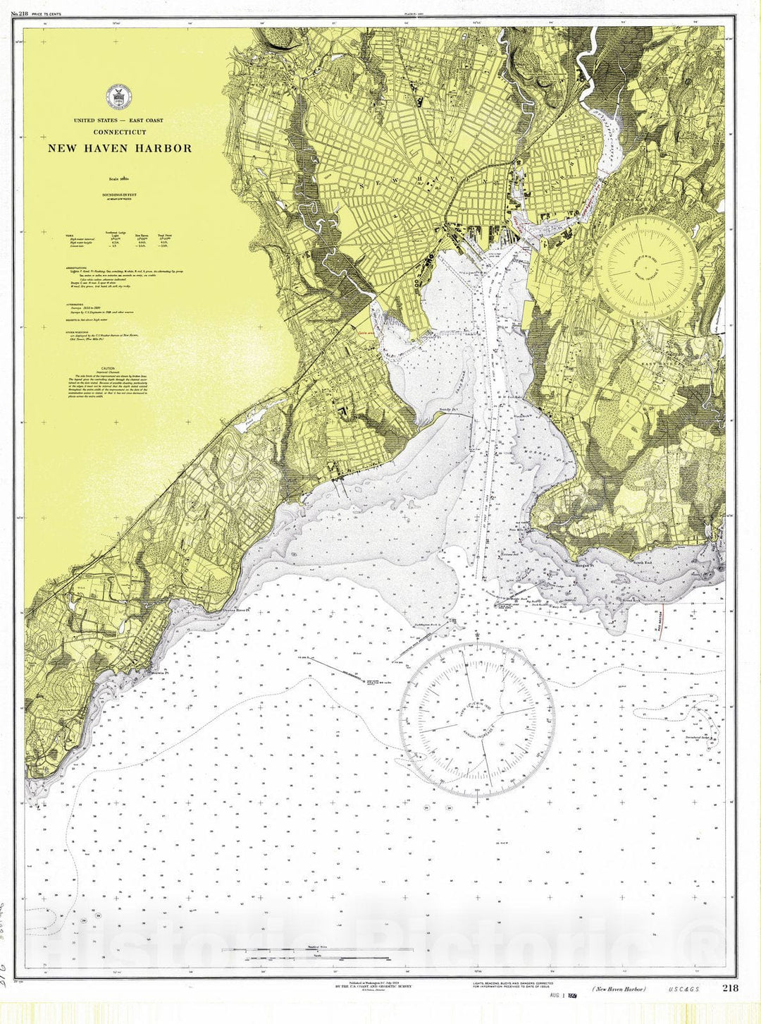 Historic Nautical Map - New Haven Harbor, 1929 NOAA Chart - Vintage Wall Art