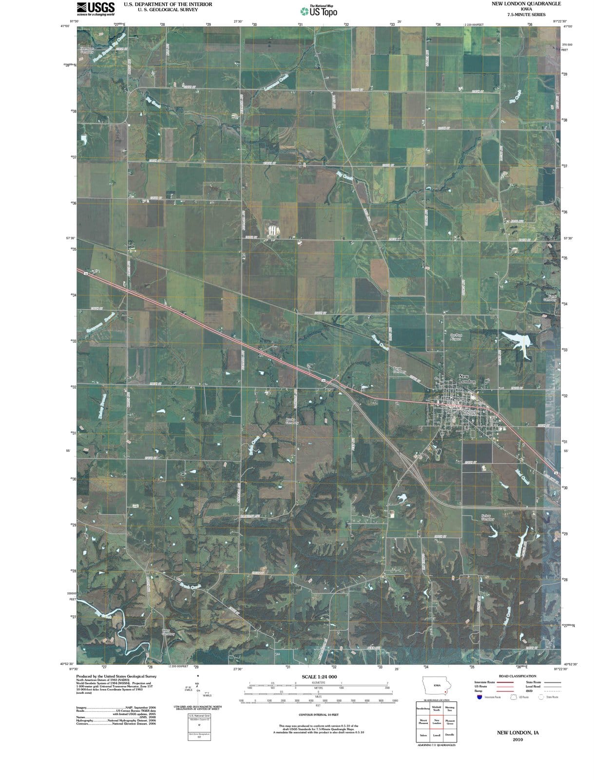 2010 New London, IA - Iowa - USGS Topographic Map