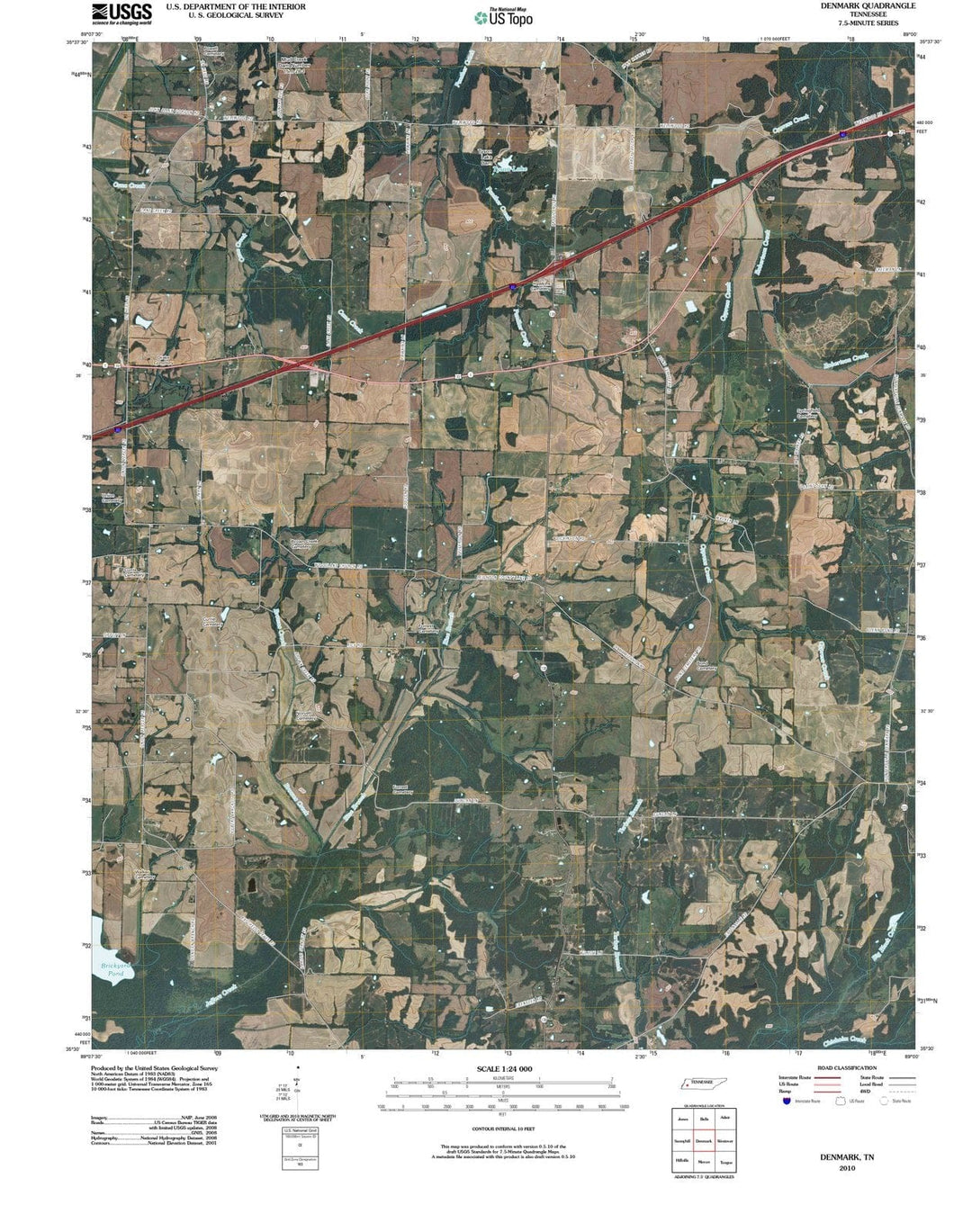 2010 Denmark, TN - Tennessee - USGS Topographic Map