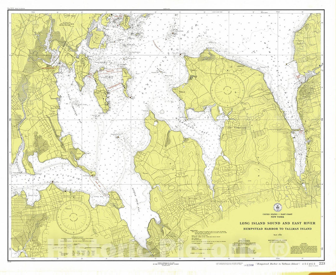 Historic Nautical Map - Long Island Sound And East River, 1934 NOAA Chart - Vintage Wall Art