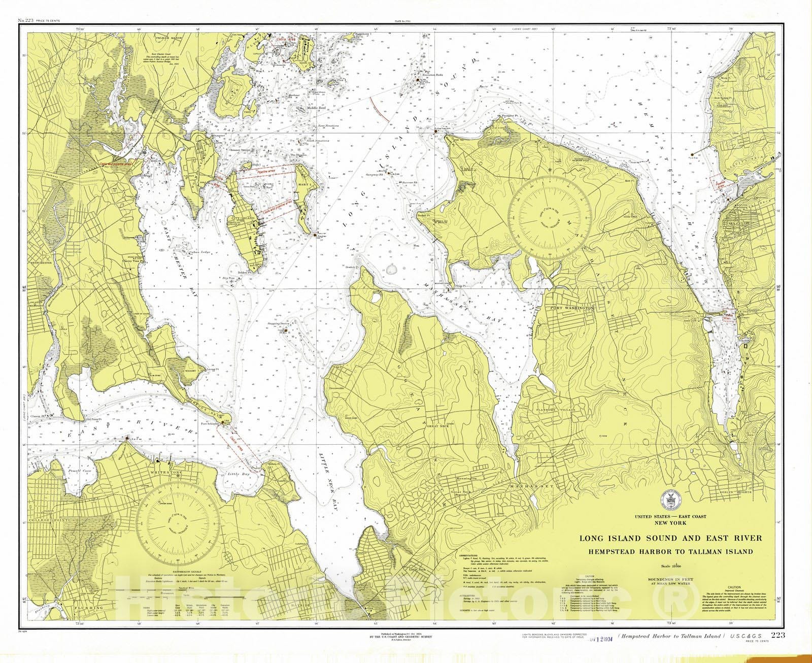 Historic Nautical Map - Long Island Sound And East River, 1934 NOAA Chart - Vintage Wall Art