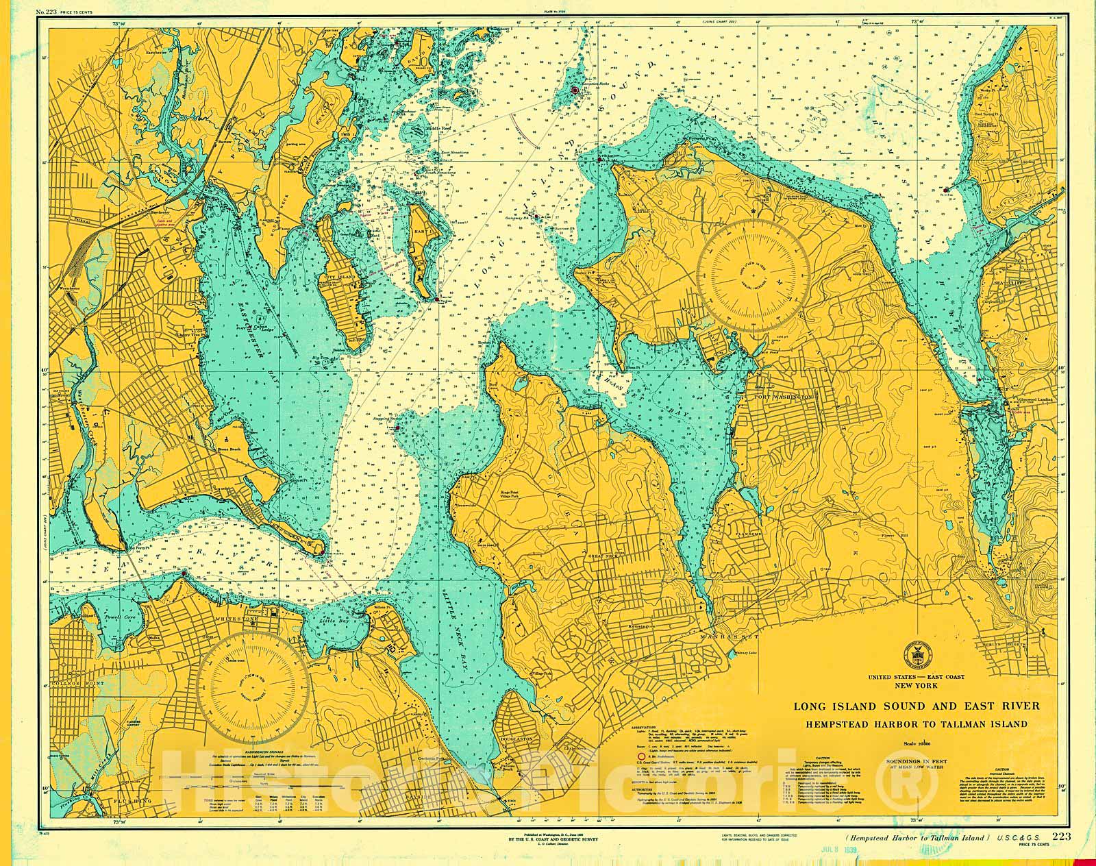 Historic Nautical Map - Long Island Sound And East River, 1939 NOAA Chart - Vintage Wall Art