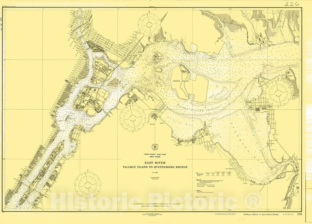 Historic Nautical Map - East River, 1924 NOAA Chart - Vintage Wall Art