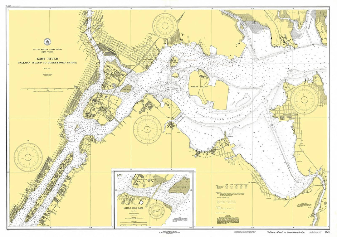 Historic Nautical Map - East River, 1930 NOAA Chart - Vintage Wall Art