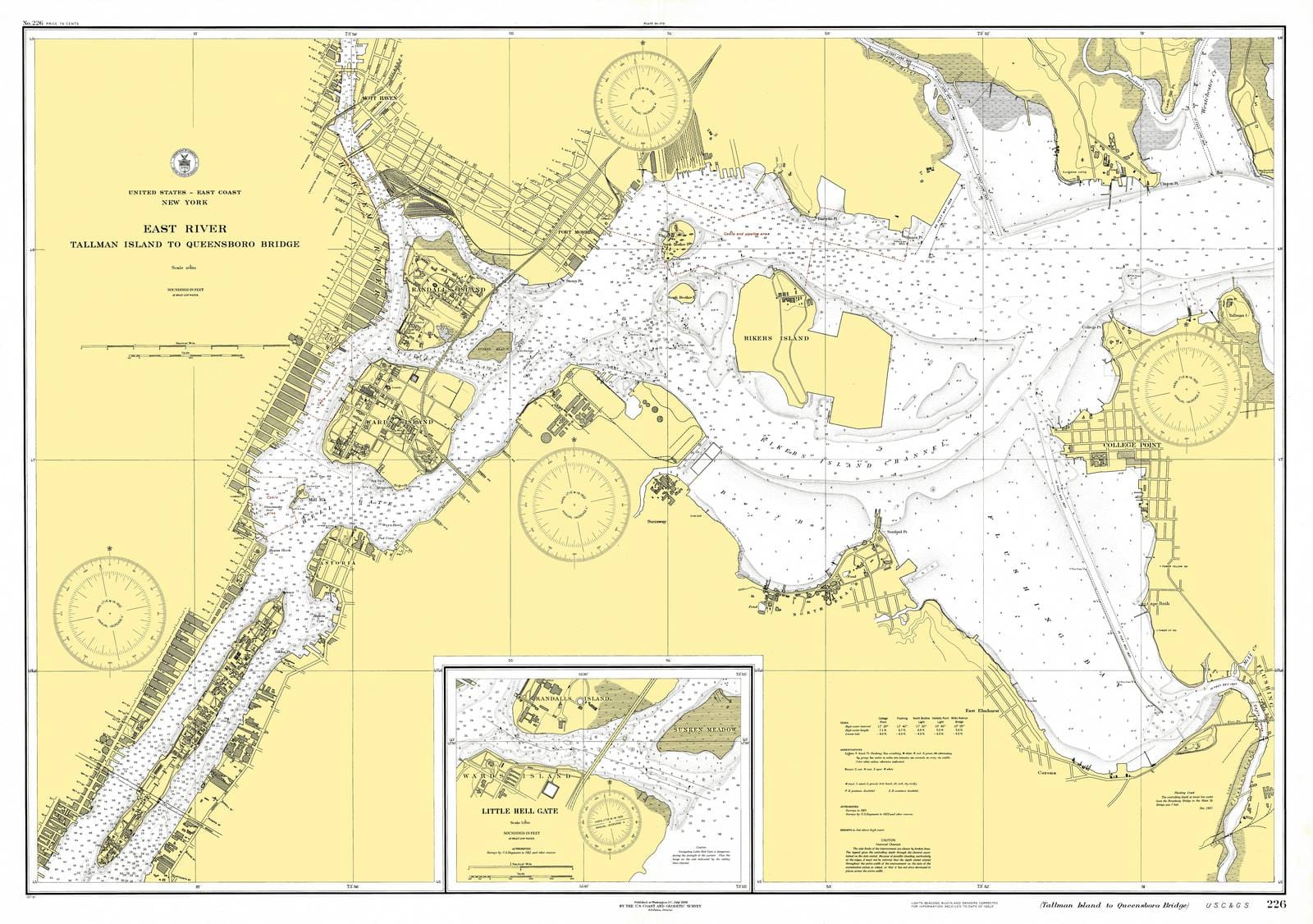 Historic Nautical Map - East River, 1930 NOAA Chart - Vintage Wall Art