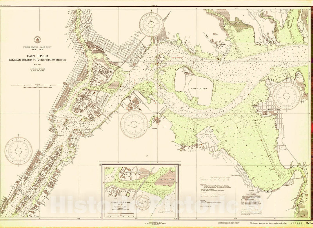 Historic Nautical Map - East River, 1935 NOAA Chart - Vintage Wall Art