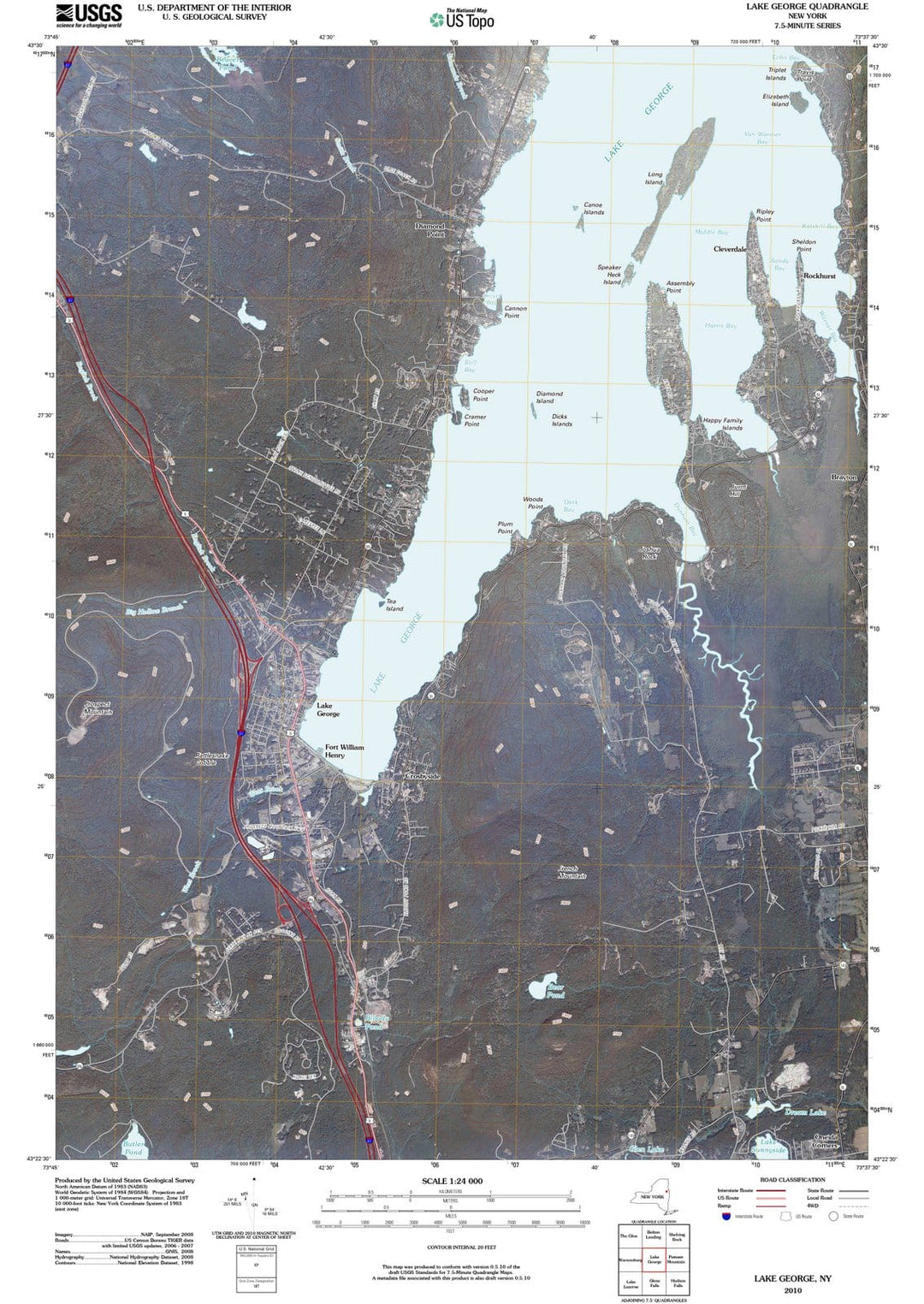 2010 Lake George, NY - New York - USGS Topographic Map