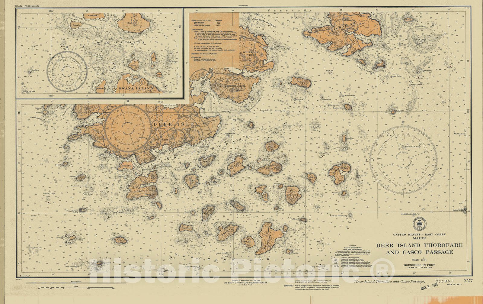 Historic Nautical Map - Deer Island Thorofare And Casco Passage, 1944 NOAA Chart - Vintage Wall Art