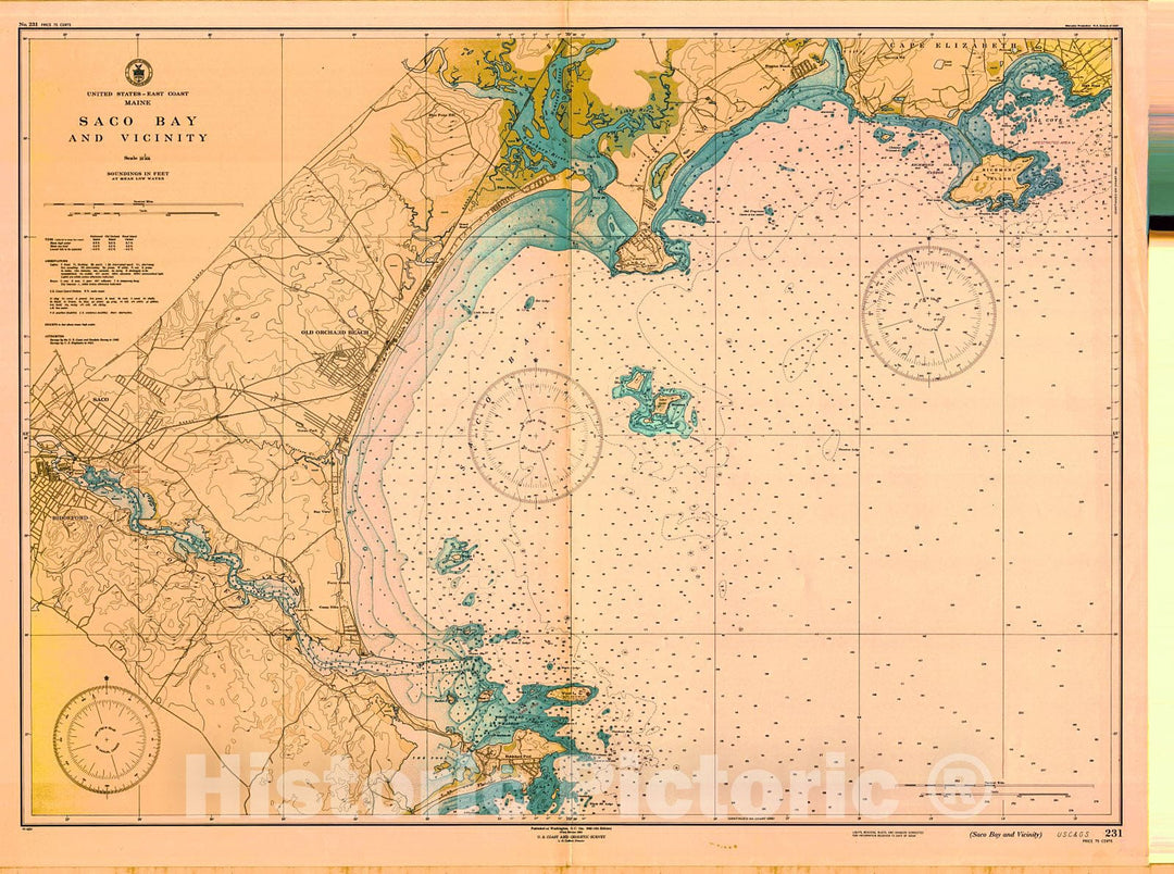 Historic Nautical Map - Saco Bay And Vicinity, 1945 NOAA Chart - Vintage Wall Art