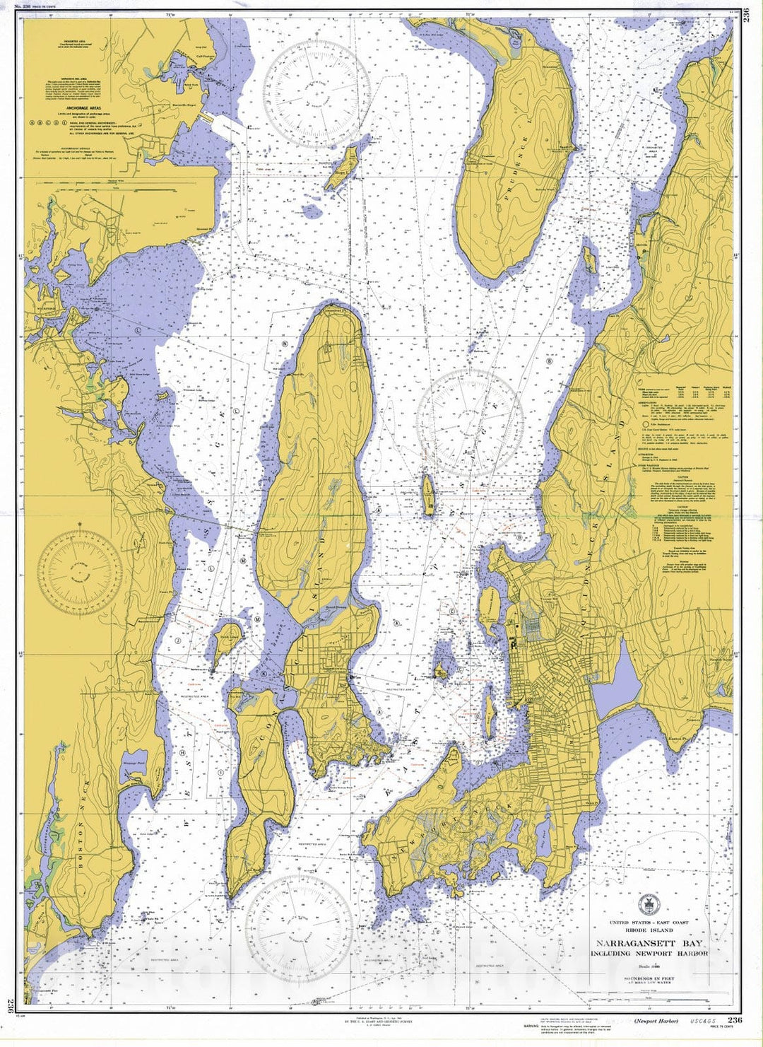 Historic Nautical Map - Narragausett Bay, 1945 NOAA Chart - Vintage Wall Art