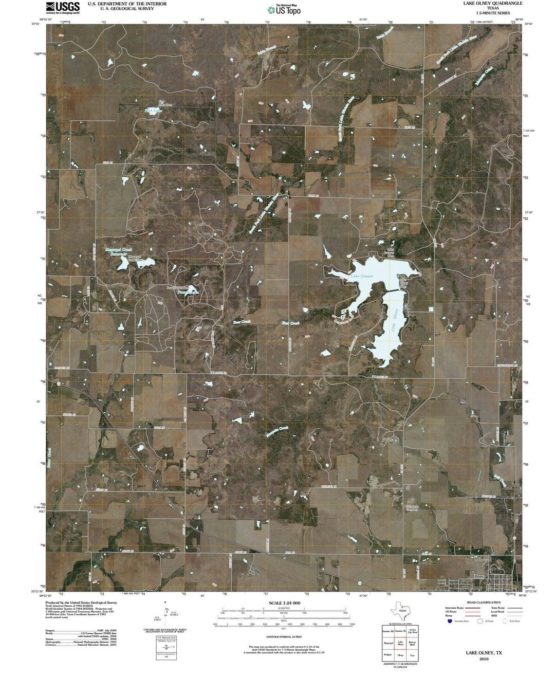 2010 Lake Olney, TX - Texas - USGS Topographic Map