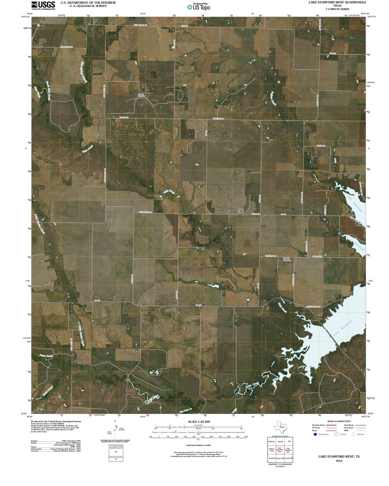 2010 Lake Stamford West, TX - Texas - USGS Topographic Map