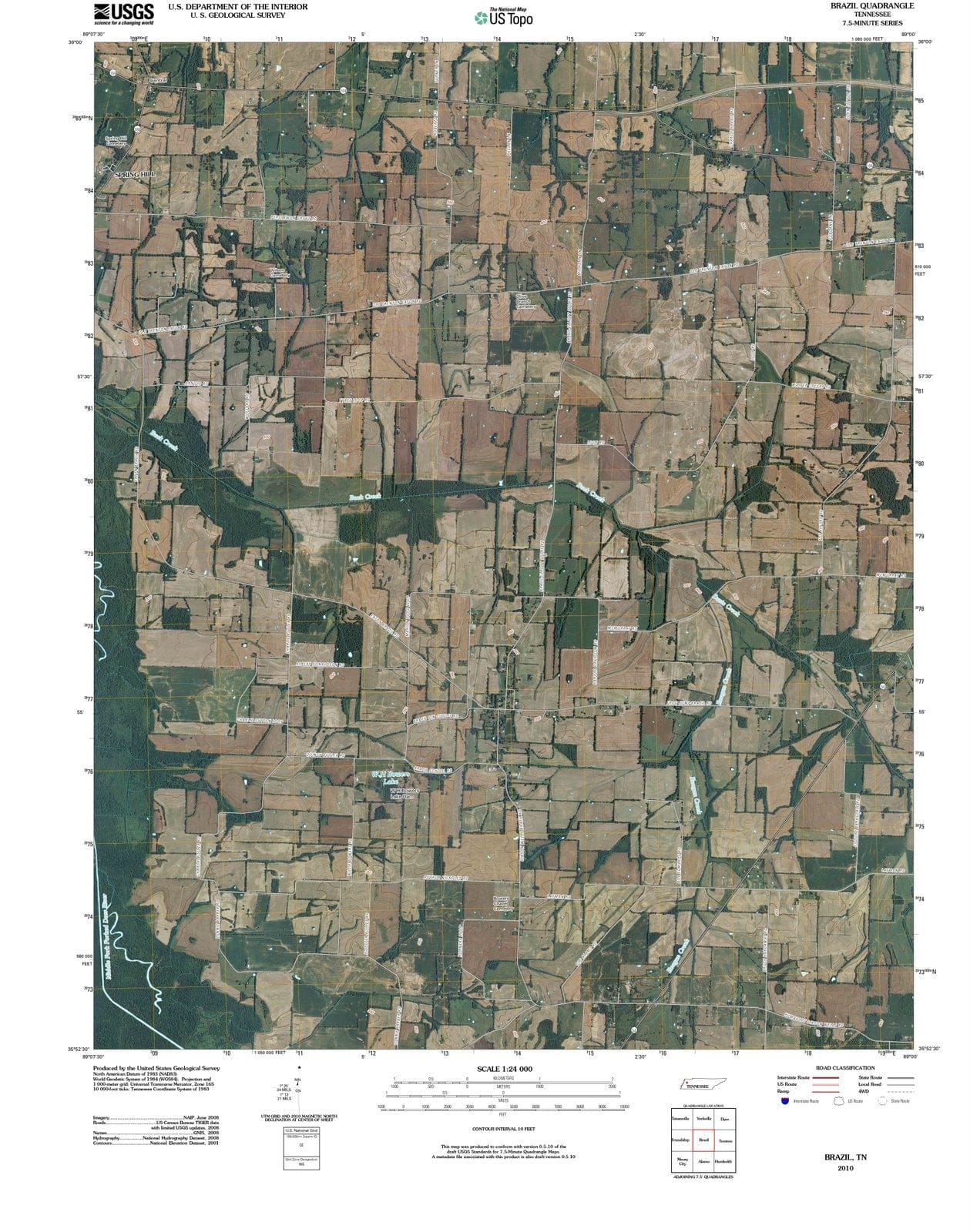 2010 Brazil, TN - Tennessee - USGS Topographic Map