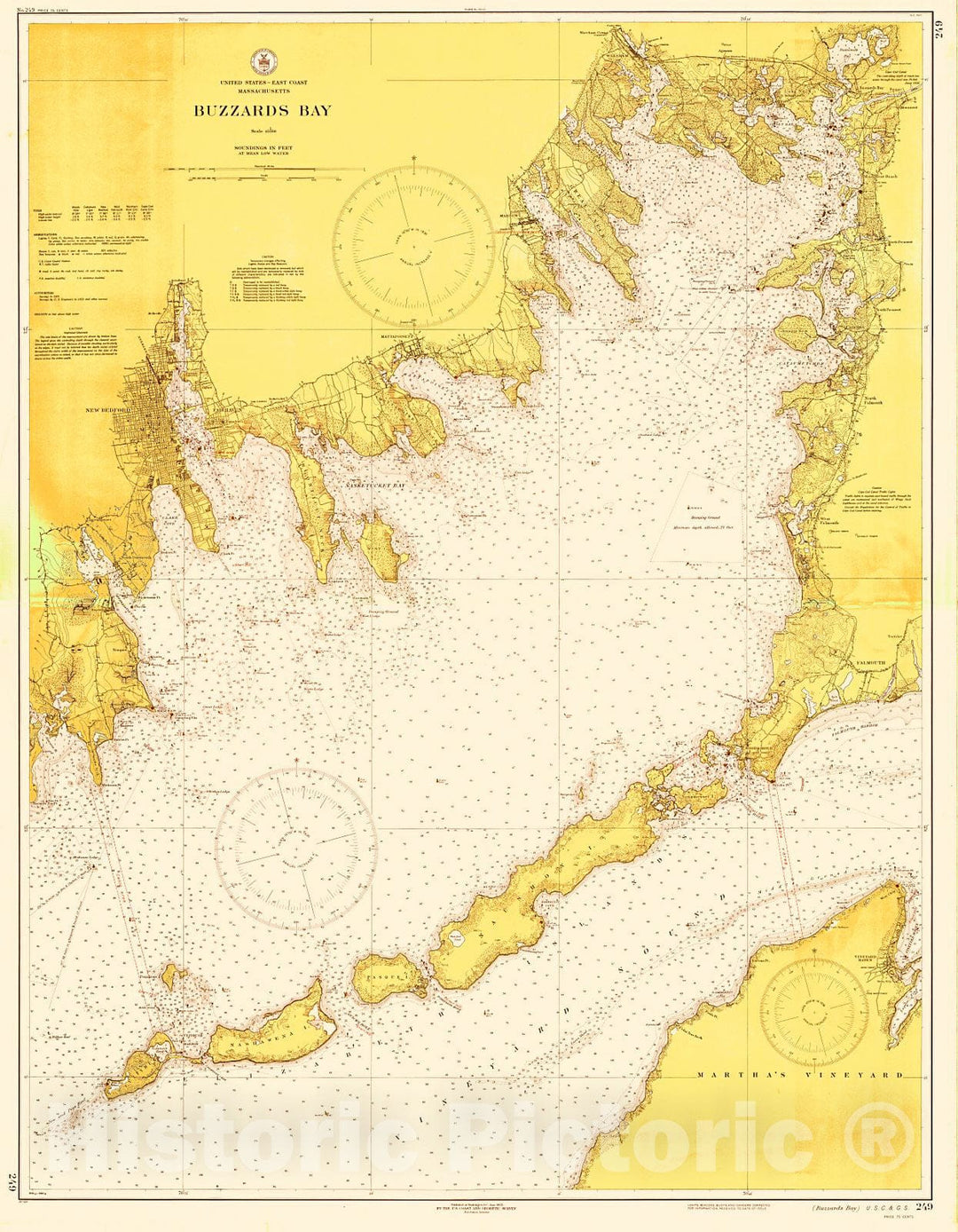 Historic Nautical Map - Buzzard'S Bay, 1935 NOAA Chart - Vintage Wall Art