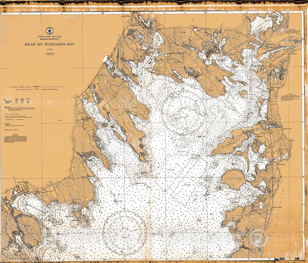 Historic Nautical Map - Head Of Buzzard'S Bay, 1933 NOAA Chart - Vintage Wall Art