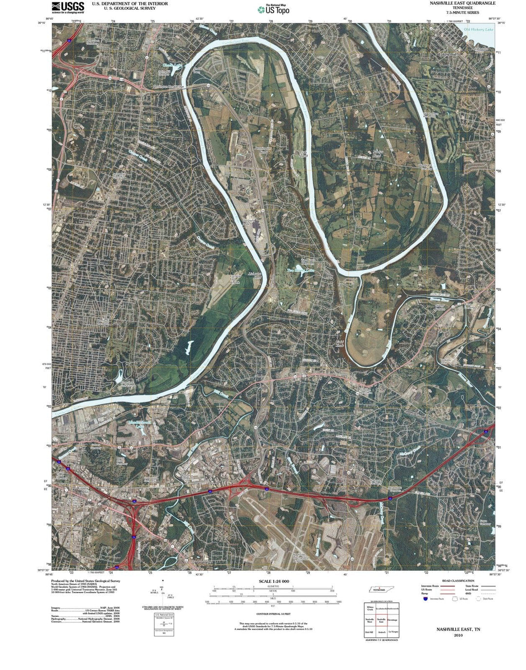 2010 Nashville East, TN - Tennessee - USGS Topographic Map