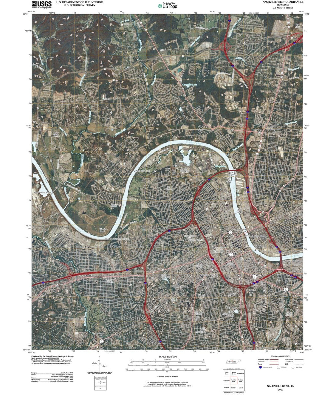 2010 Nashville West, TN - Tennessee - USGS Topographic Map