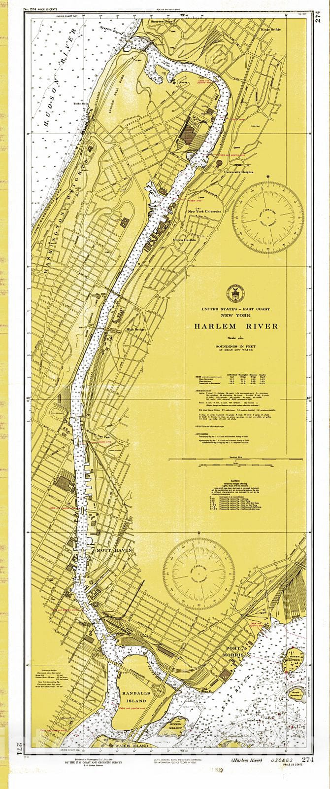 Historic Nautical Map - Harlem River, 1939 NOAA Chart - Vintage Wall Art