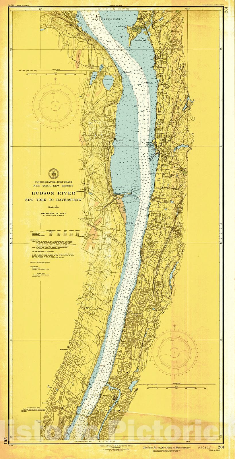 Historic Nautical Map - Hudson River, 1947 NOAA Chart - Vintage Wall Art