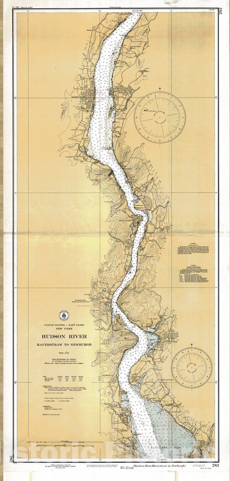 Historic Nautical Map - Hudson River, 1935 NOAA Chart - Vintage Wall Art, v2