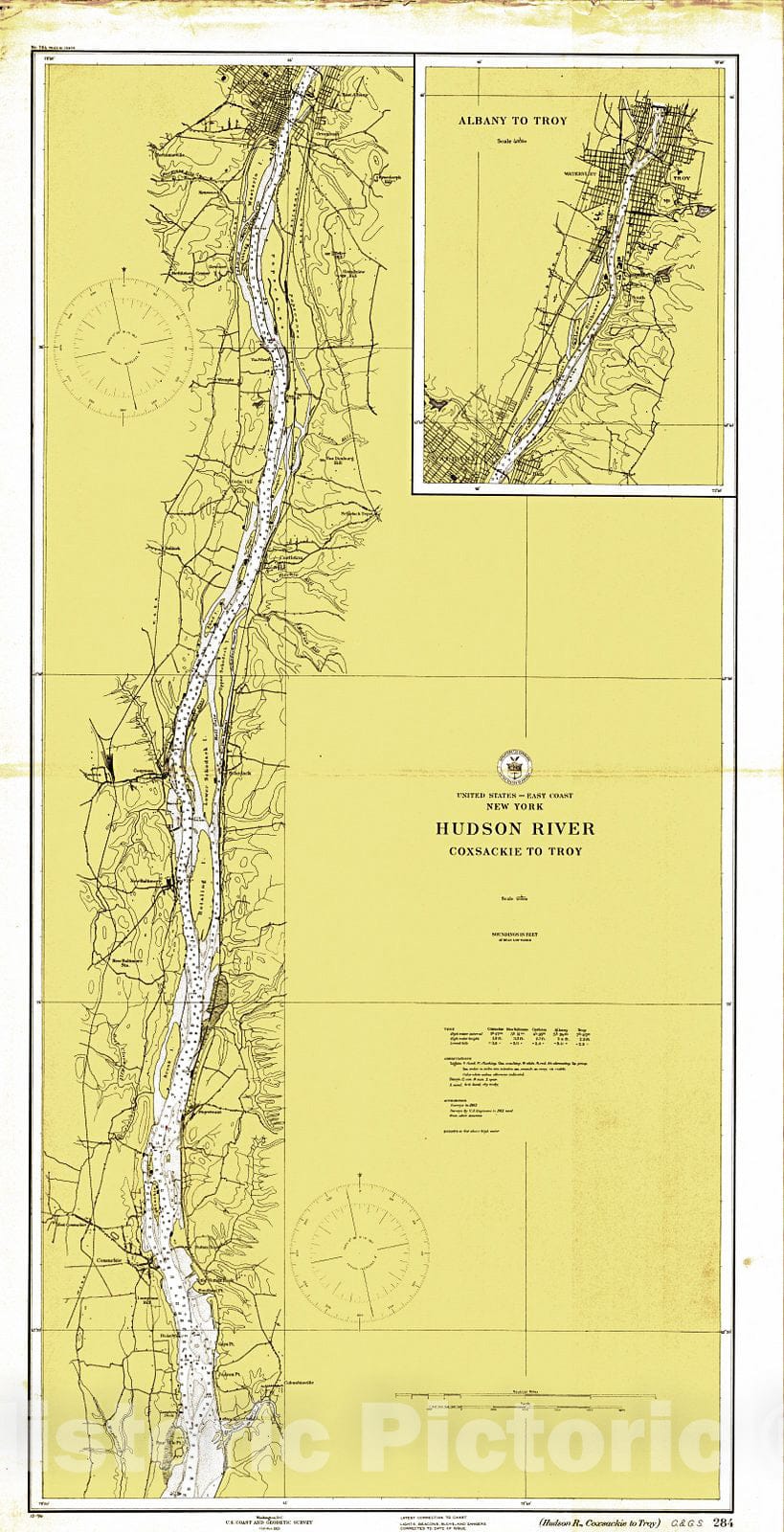 Historic Nautical Map - Hudson River, 1915 NOAA Chart - Vintage Wall Art