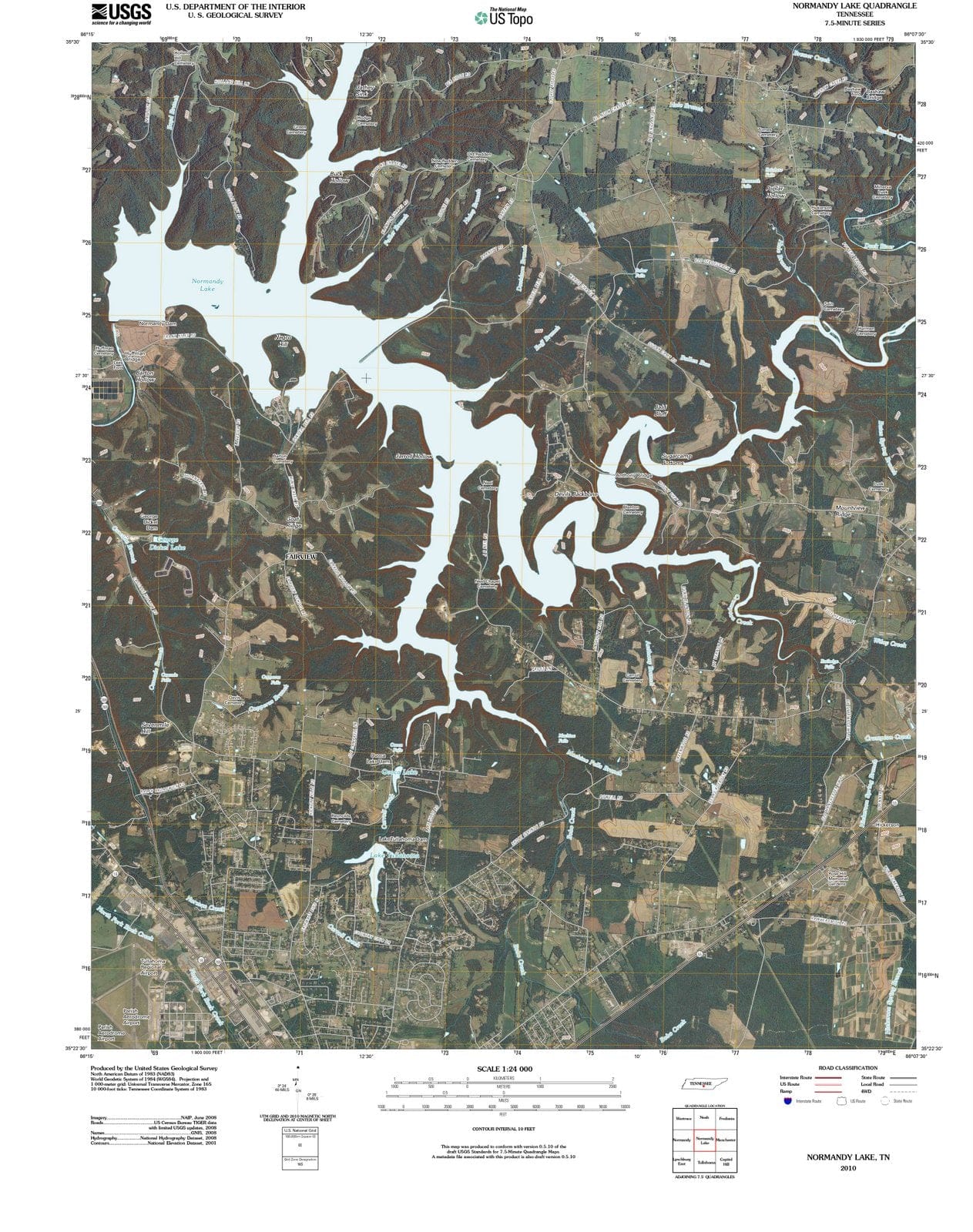 2010 Normandy Lake, TN - Tennessee - USGS Topographic Map