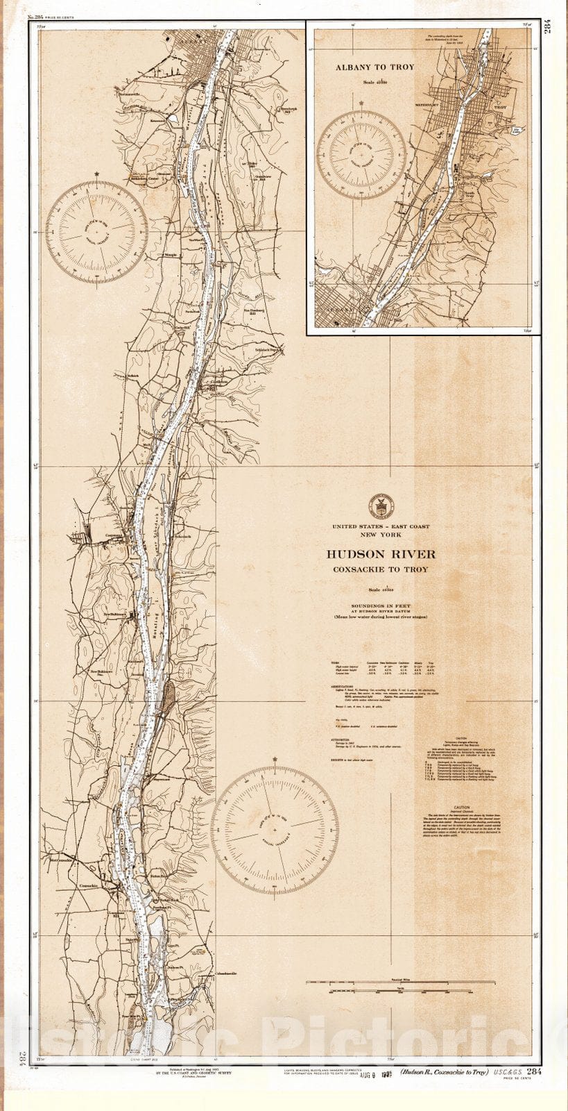 Historic Nautical Map - Hudson River, 1935 NOAA Chart - Vintage Wall Art