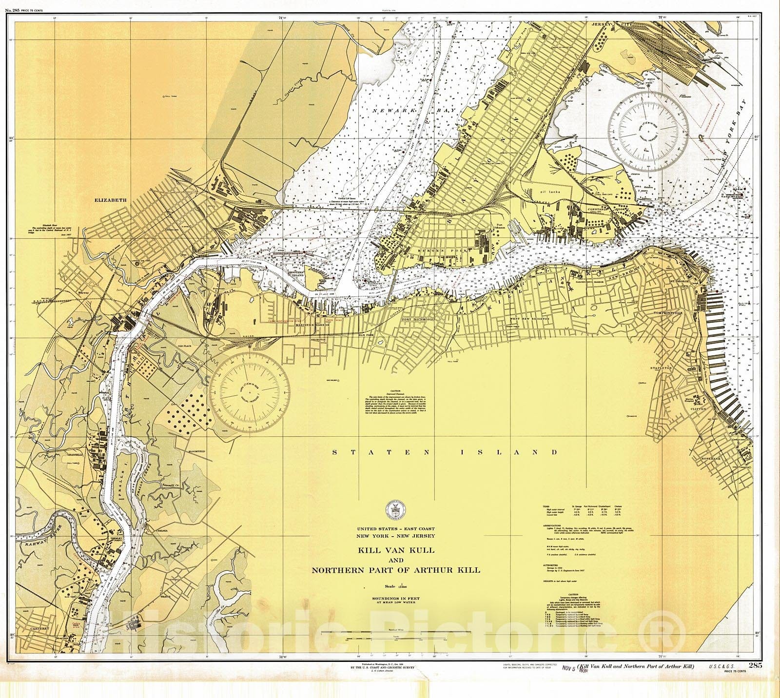 Historic Nautical Map - Kill Van Kull And Northern Part Of Arthur Kill, 1938 NOAA Chart - Vintage Wall Art