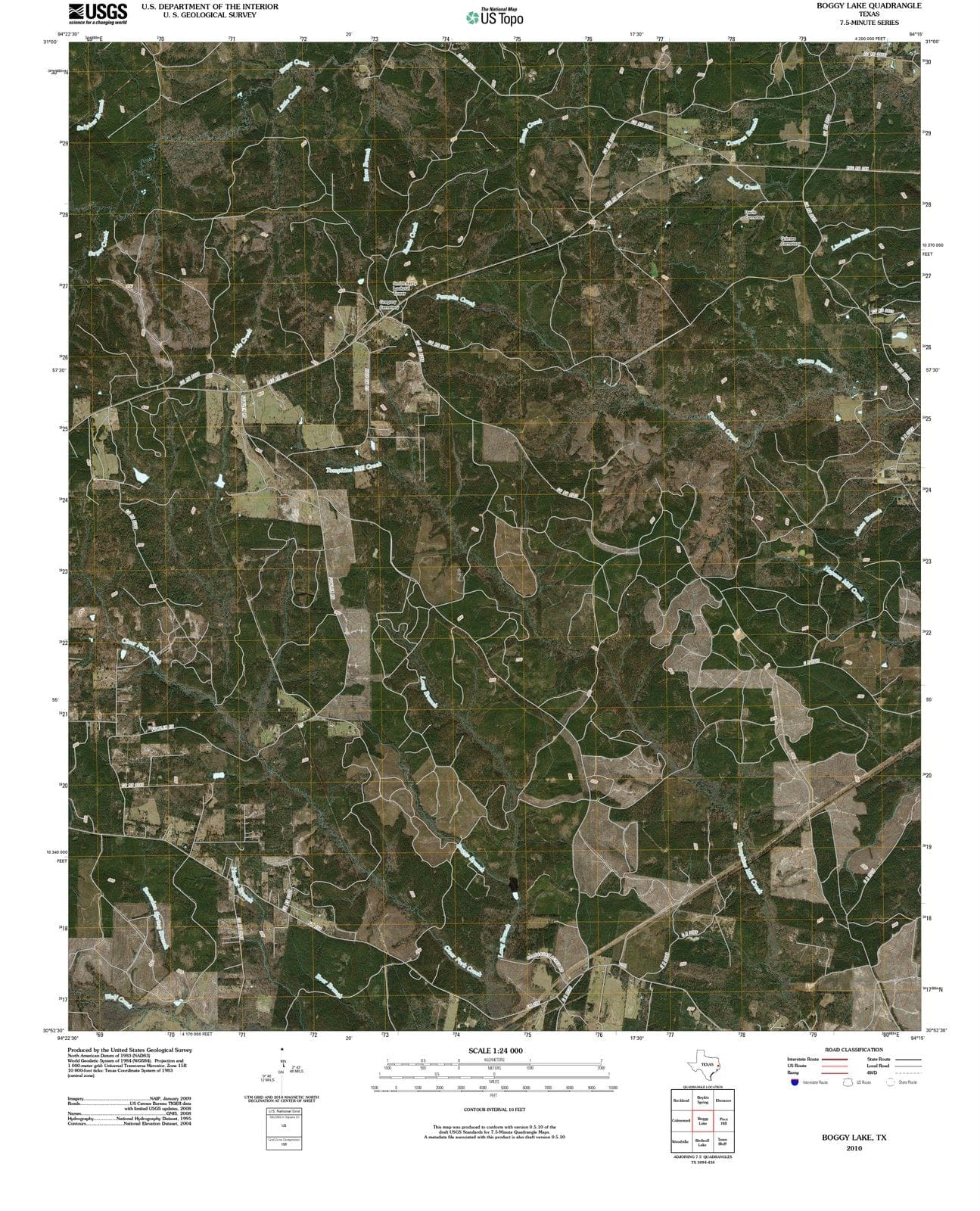 2010 Boggy Lake, TX - Texas - USGS Topographic Map