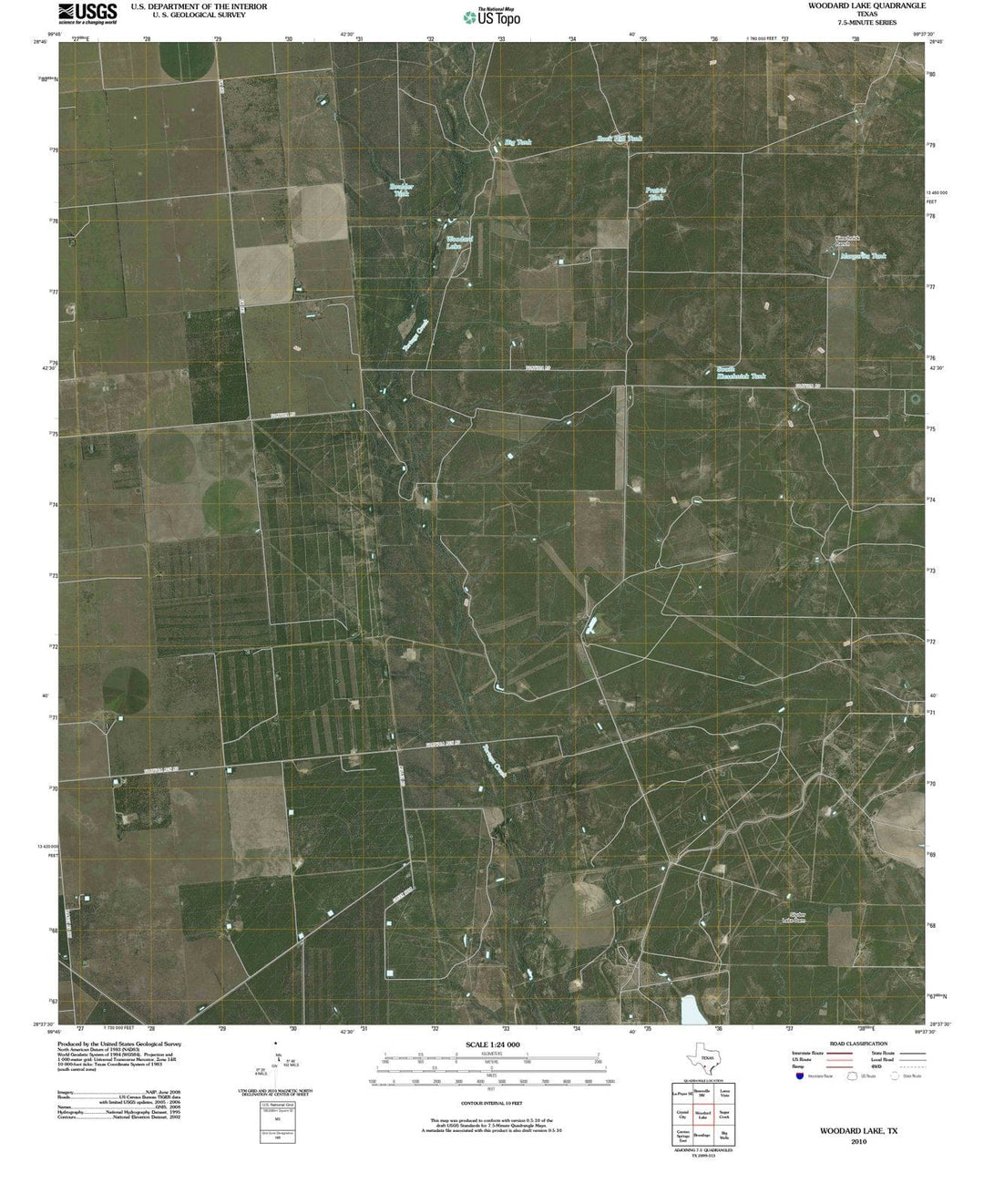 2010 Woodard Lake, TX - Texas - USGS Topographic Map