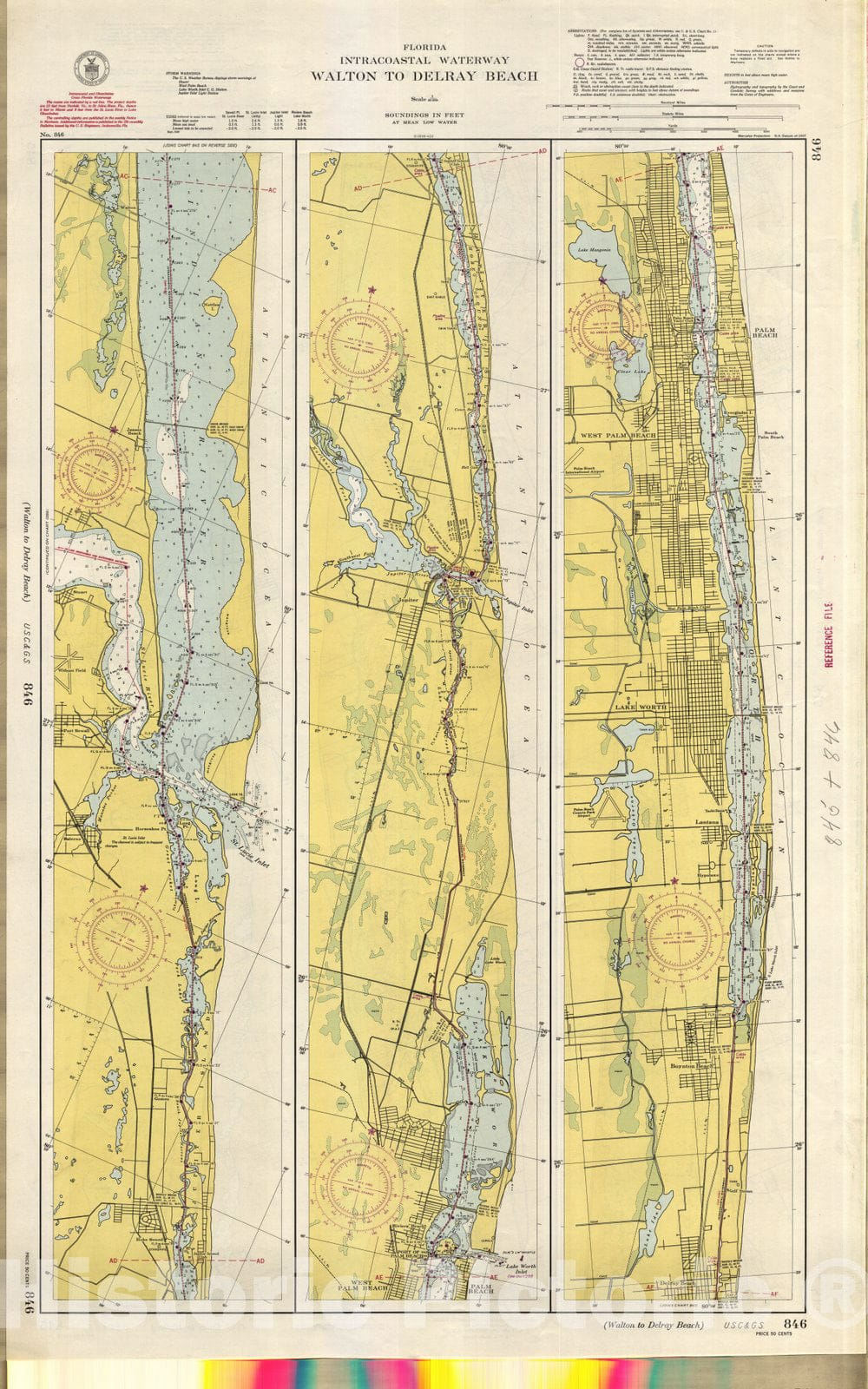 Historic Nautical Map - Walton To Deray Beach, 1936 NOAA Chart - Vintage Wall Art