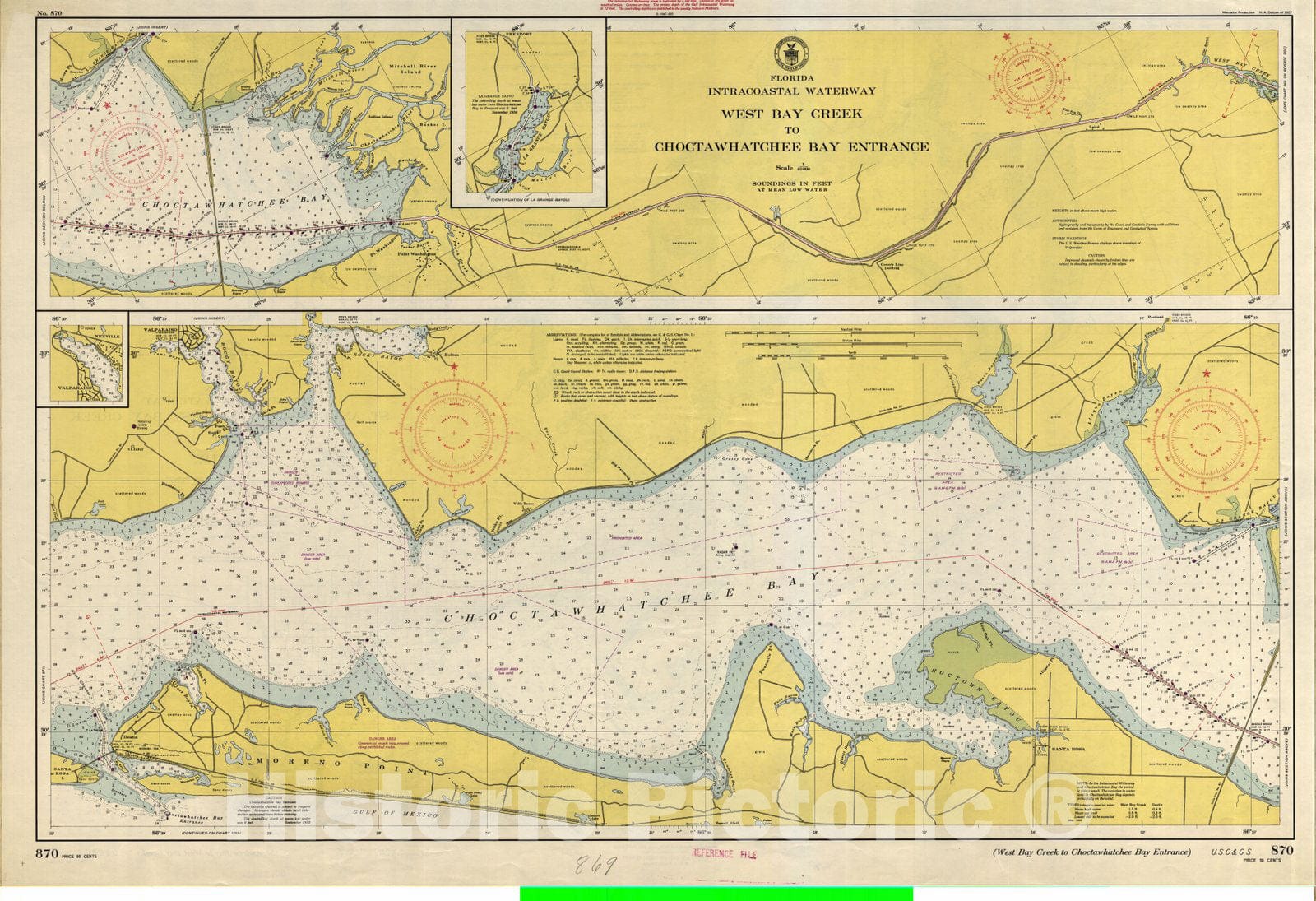 Historic Nautical Map - West Bay Creek To Choctawhatchee Bay Entrance, 1947 NOAA Chart - Vintage Wall Art