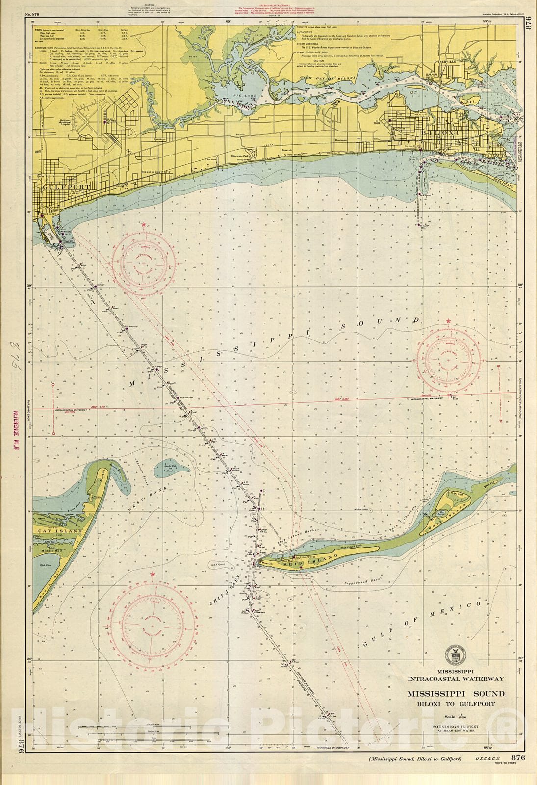 Historic Nautical Map - Mississippi Sound : Biloxi To Gulfport, 1948 NOAA Chart - Vintage Wall Art