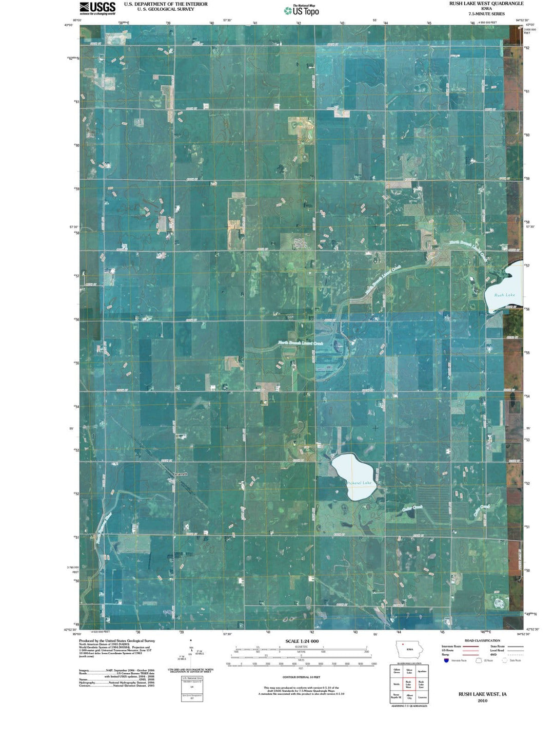 2010 Rush Lake West, IA - Iowa - USGS Topographic Map