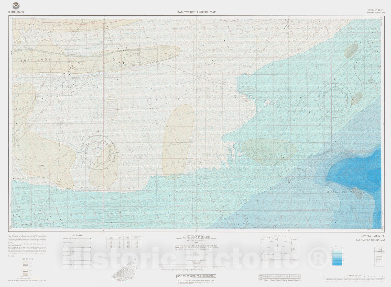 Historic Nautical Map - Ewing Bank Ne, 1984 NOAA Chart - Vintage Wall Art