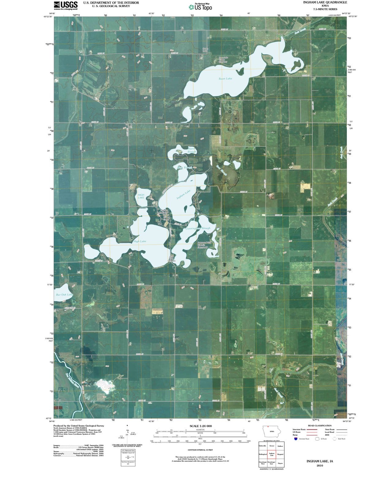 2010 Ingham Lake, IA - Iowa - USGS Topographic Map