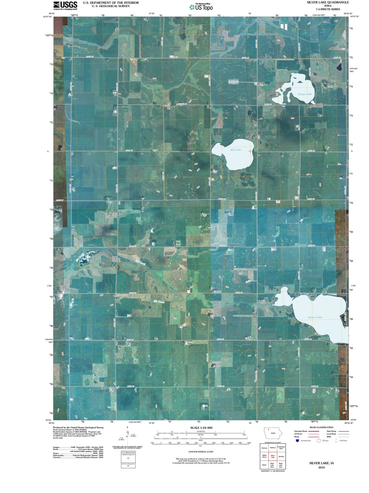 2010 Silver Lake, IA - Iowa - USGS Topographic Map