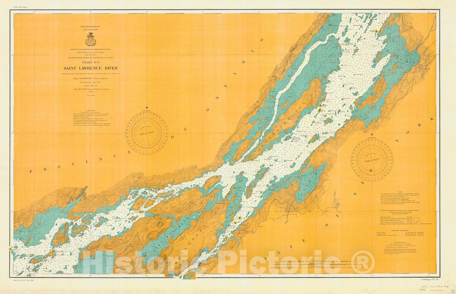 Historic Nautical Map - Saint Lawrence River, 1902 NOAA Chart - Vintage Wall Art, v2