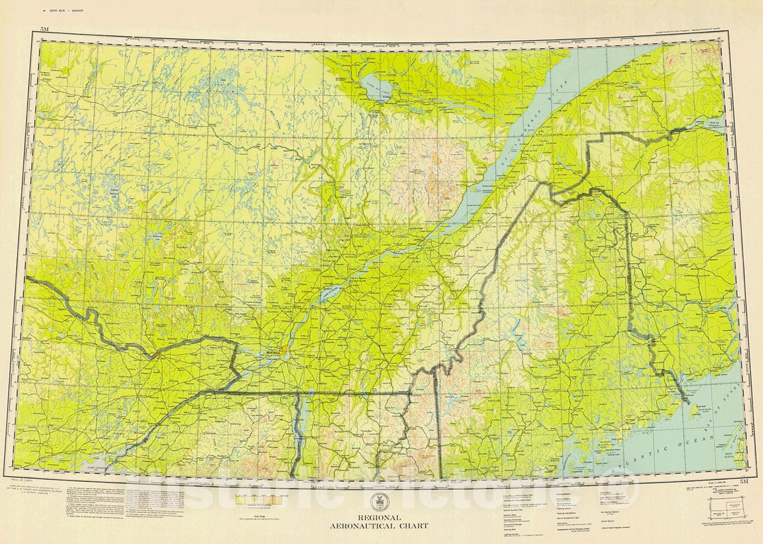 Historic Nautical Map - Regional Aeronautical Chart, 1943 AeroNOAA Chart - Vintage Wall Art