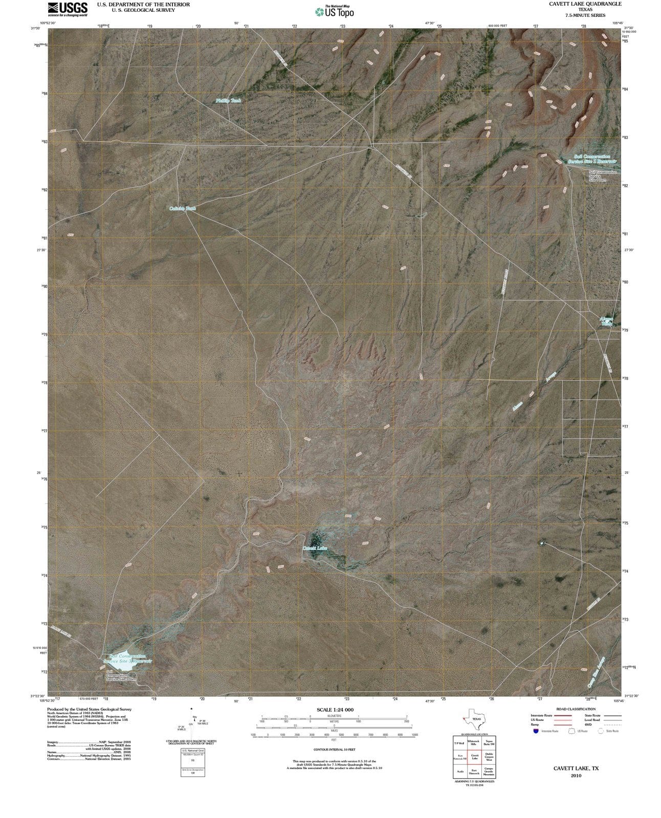 2010 Cavett Lake, TX - Texas - USGS Topographic Map