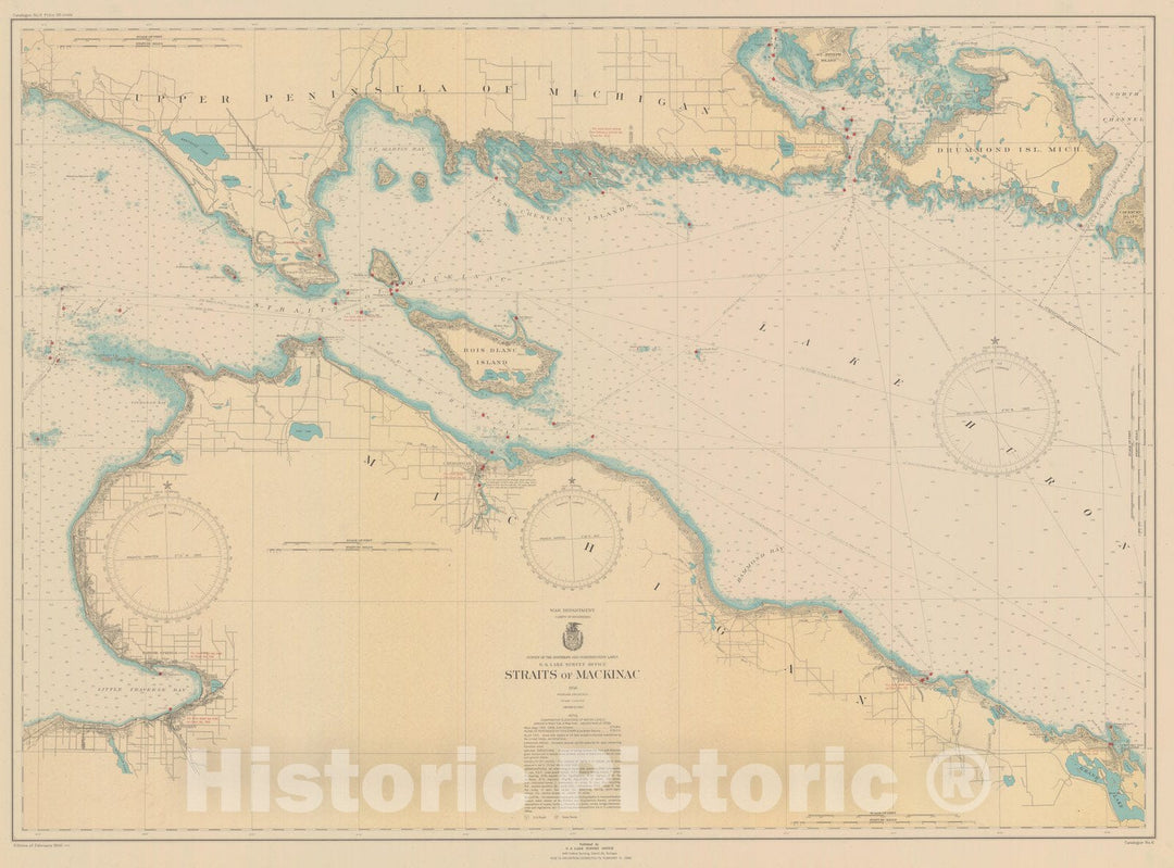 Historic Nautical Map - Straits Of Mackinac, 1946 NOAA Chart - Vintage Wall Art