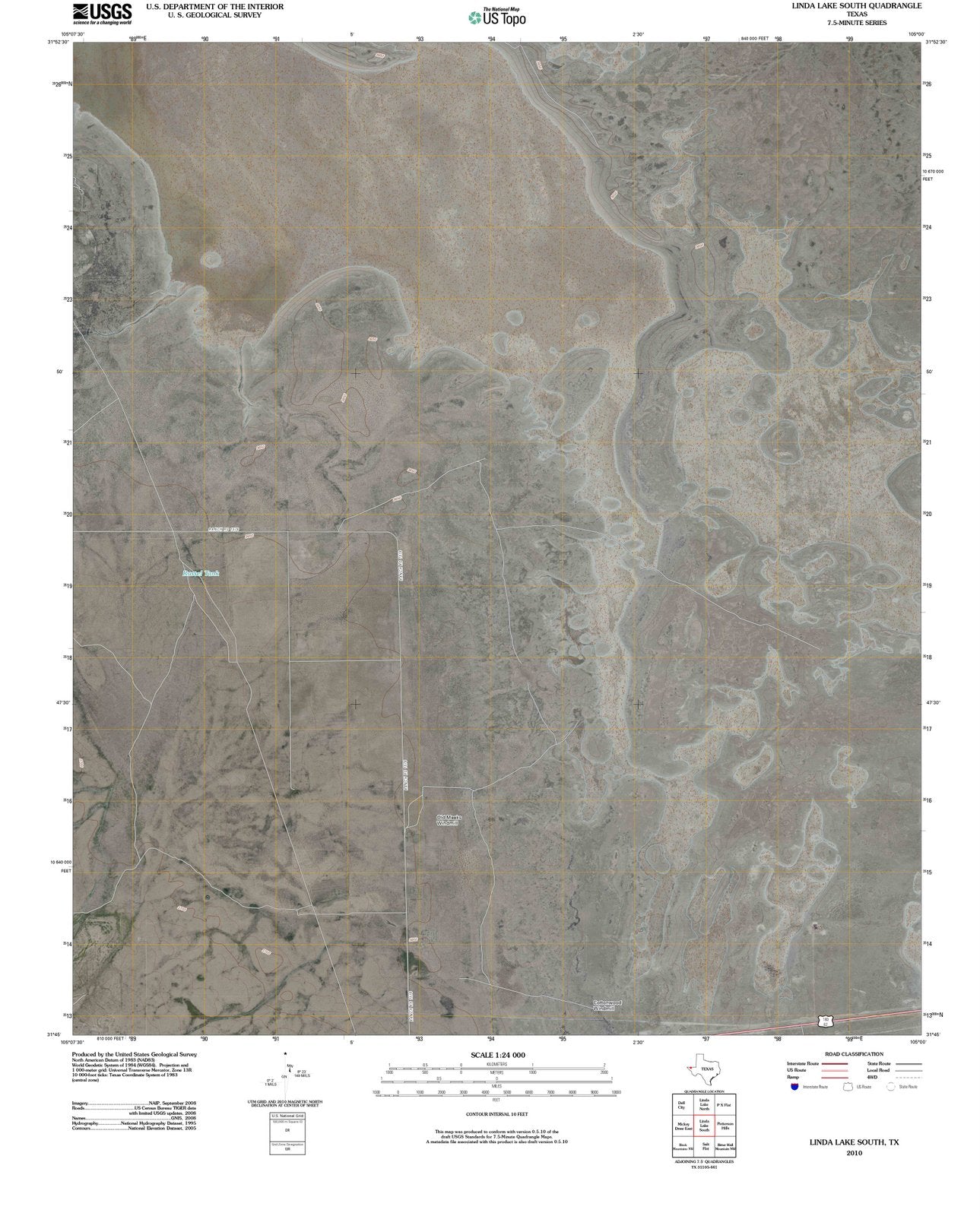 2010 Linda Lake South, TX - Texas - USGS Topographic Map