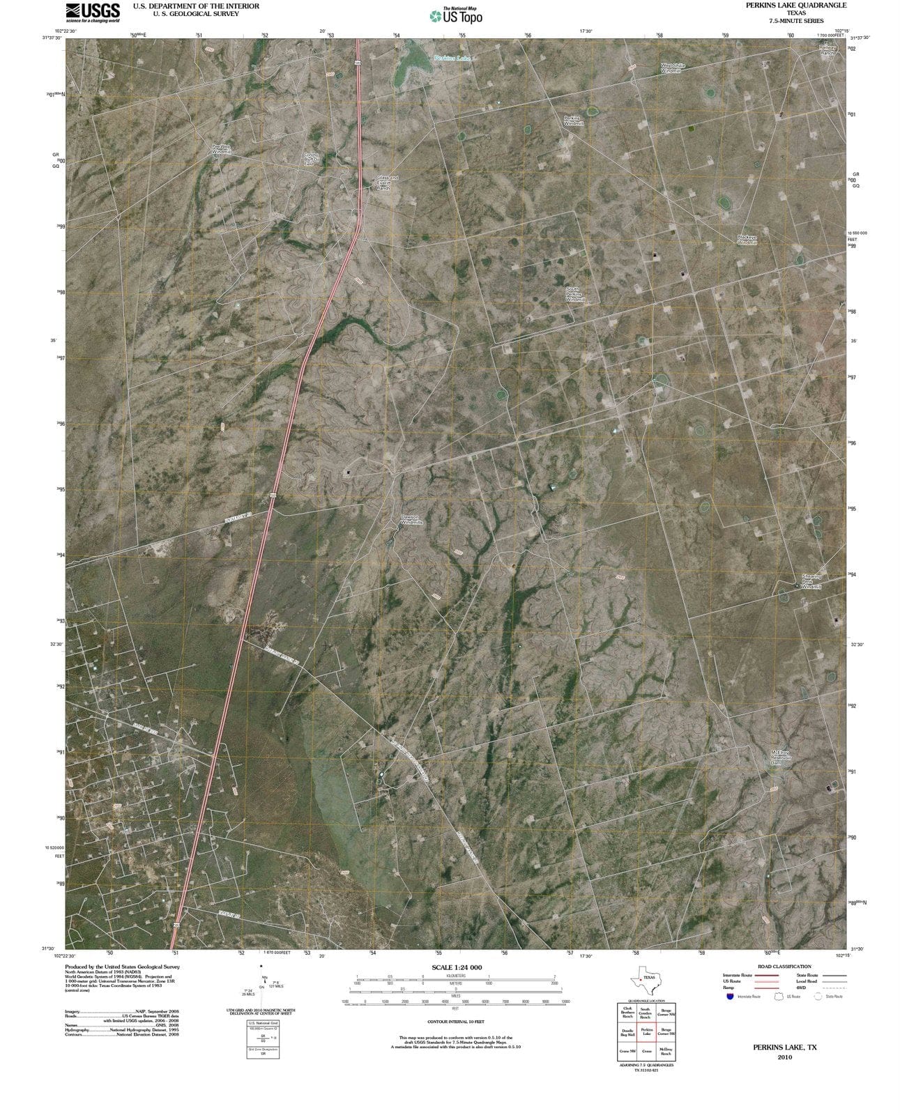 2010 Perkins Lake, TX - Texas - USGS Topographic Map