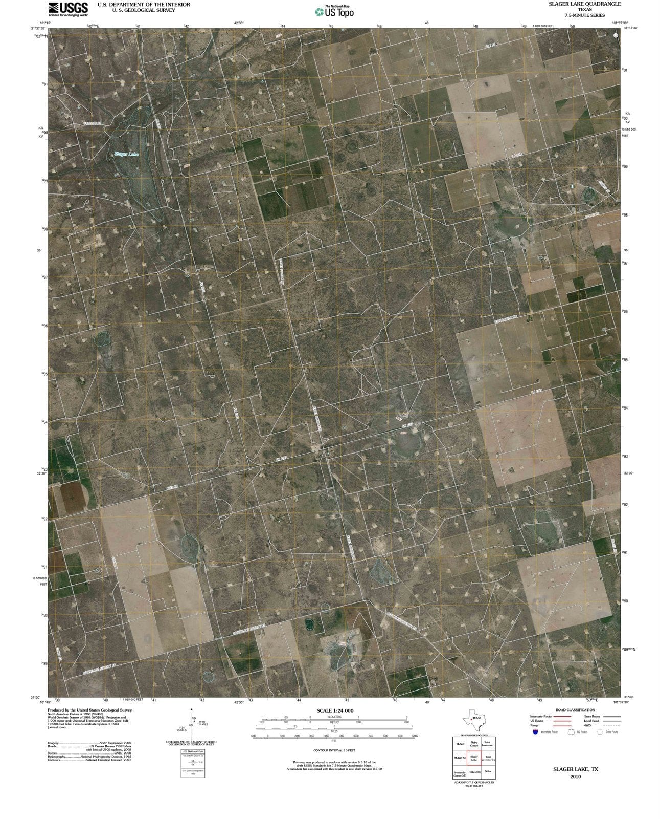 2010 Slager Lake, TX - Texas - USGS Topographic Map