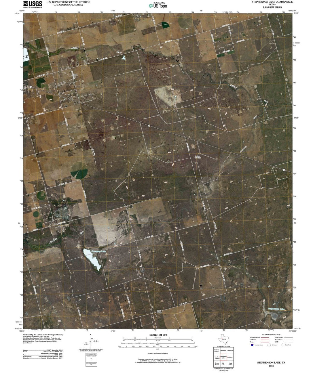 2010 Stephenson Lake, TX - Texas - USGS Topographic Map