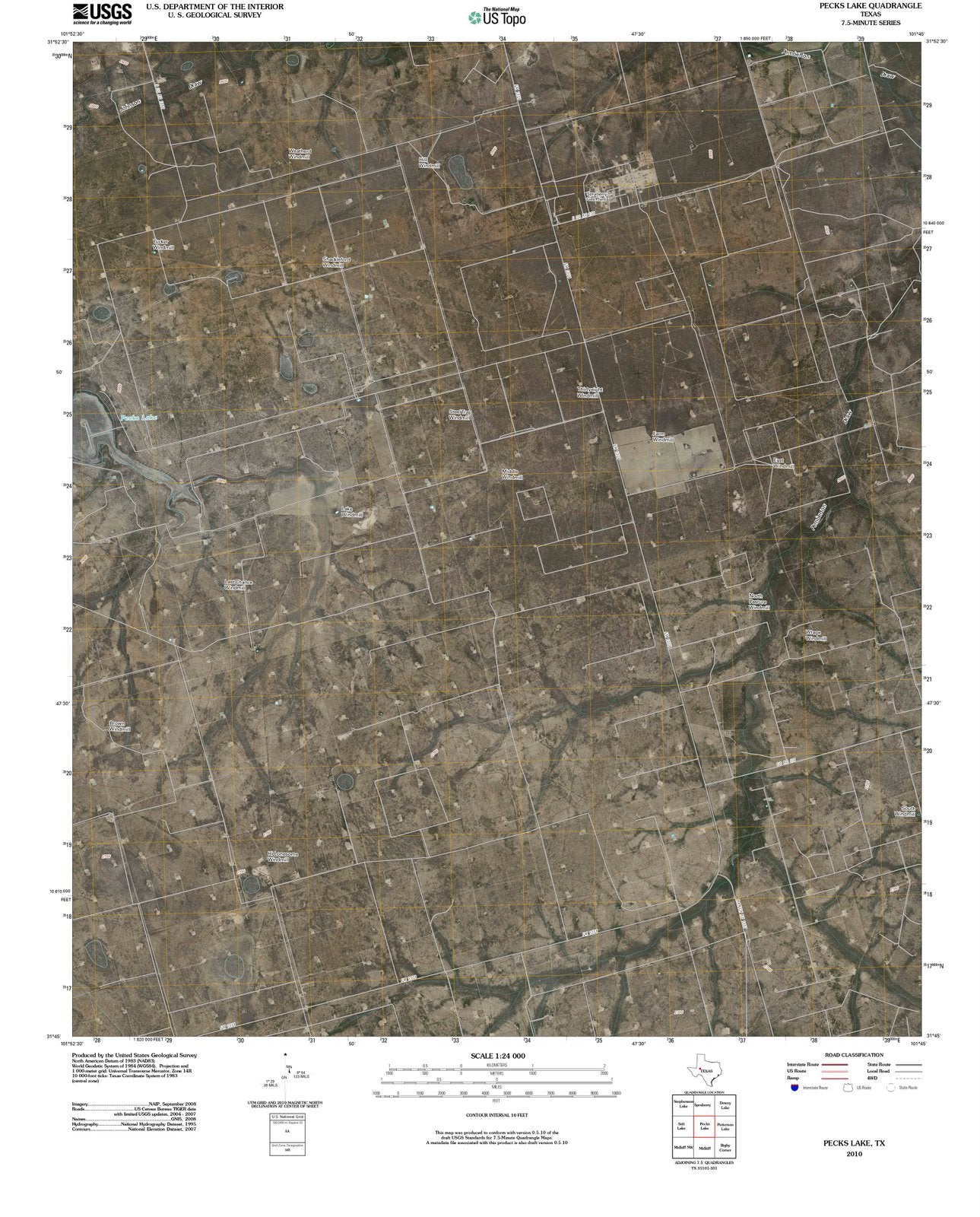 2010 Pecks Lake, TX - Texas - USGS Topographic Map