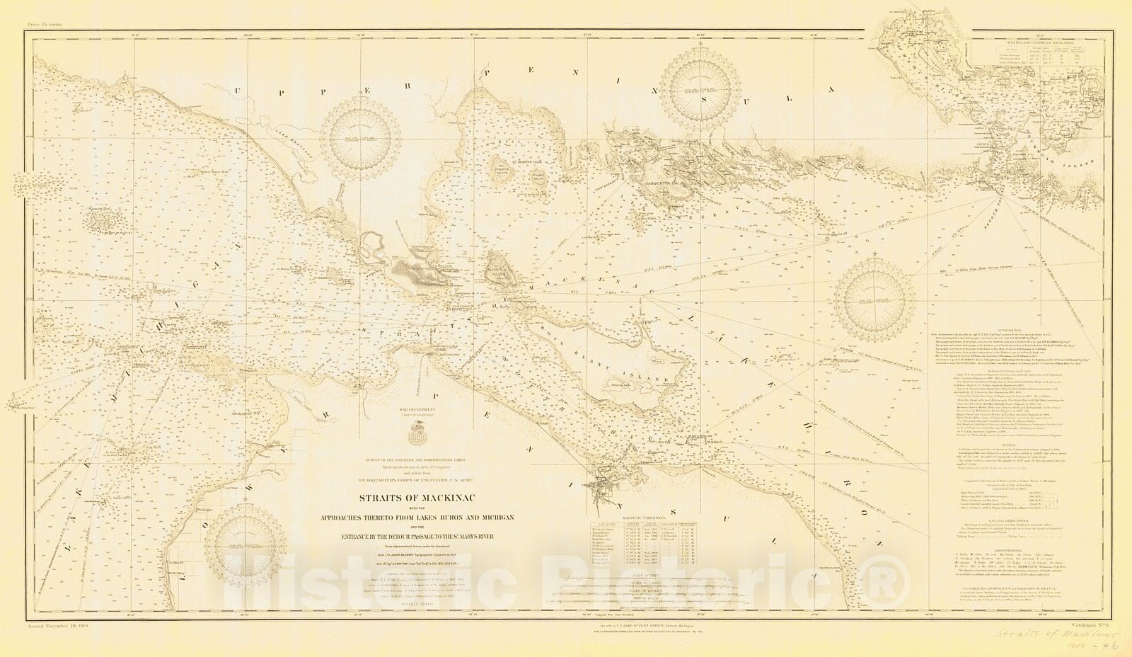 Historic Nautical Map - Straits Of Mackinac, 1910 NOAA Chart - Vintage Wall Art