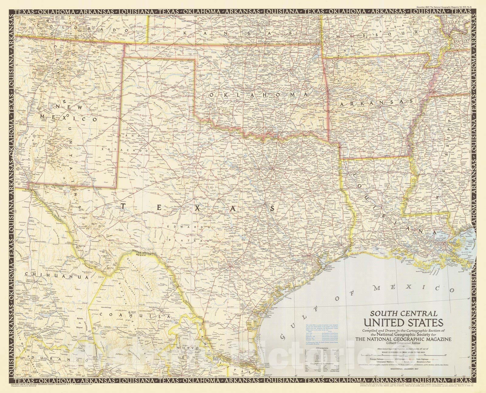 Historic Nautical Map - South Central United States, 1947 NOAA Chart - Vintage Wall Art