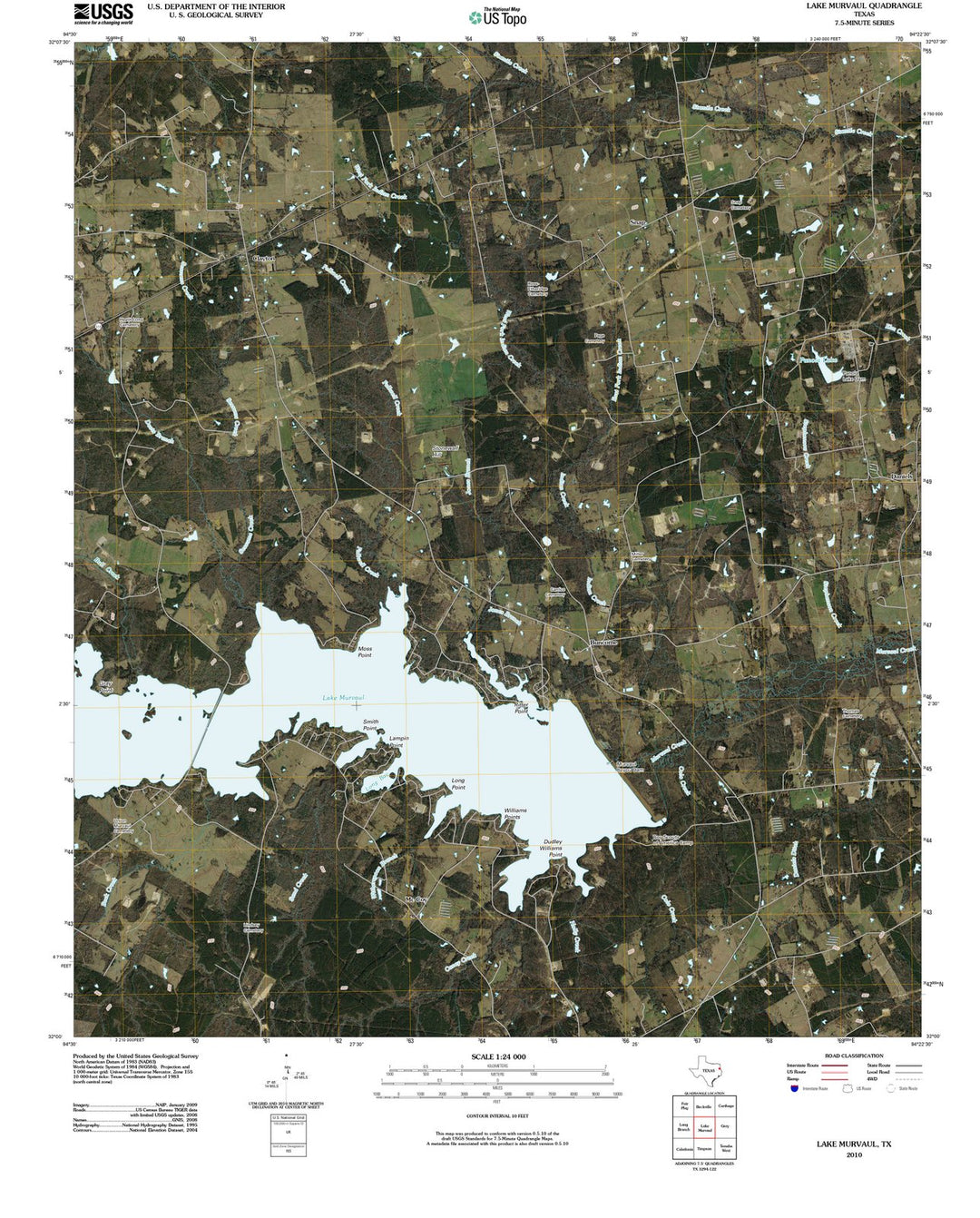 2010 Lake Murvaul, TX - Texas - USGS Topographic Map