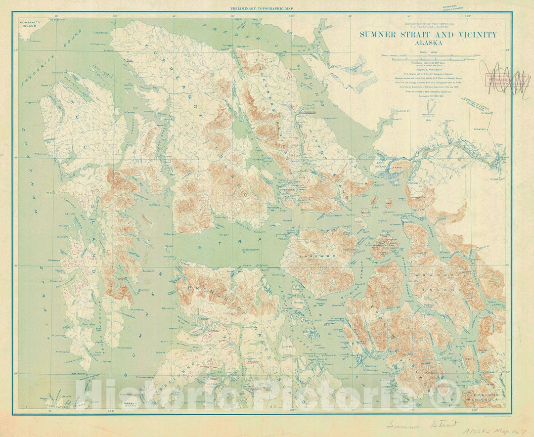 Historic Nautical Map - Sumner Strait And Vicinity, 1934 NOAA Chart - Vintage Wall Art